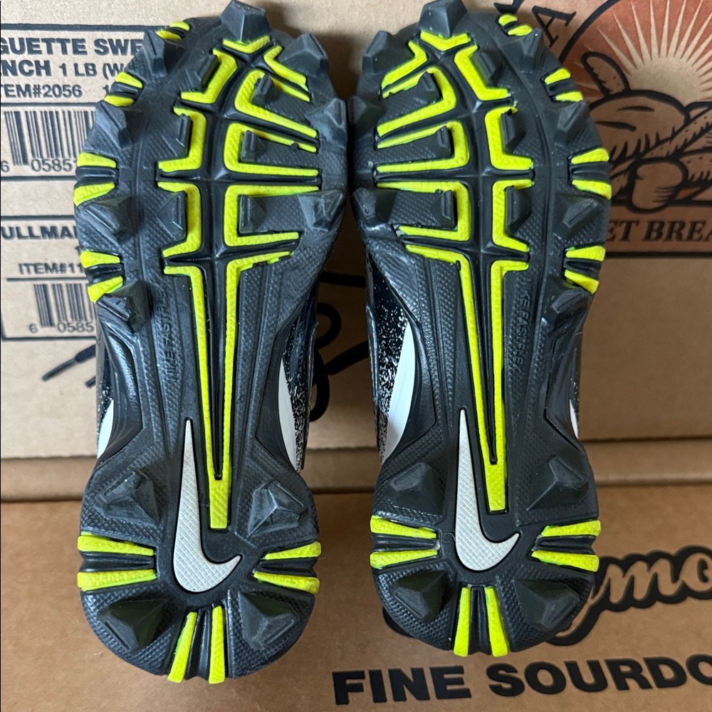 Nike Kids Black and White Cleats with Iridescent Swoosh - Picture 5 of 7